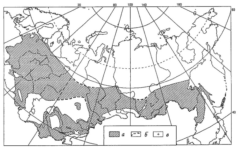 Рисунок 54. Ареал обыкновенного зимородка в Восточной Европе и Северной Азии: